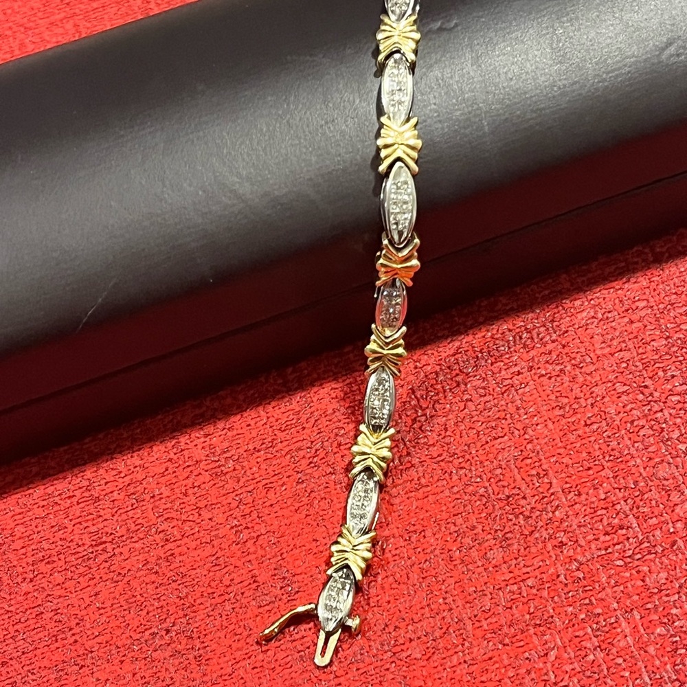 ROGERS & HOLLANDS AUTHENTIC 14K GOLD WHITE DIAMONDS BRACELET